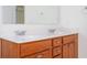Close-up view of the double sink vanity, with ample countertop space and storage at 558 Olympic Way, Acworth, GA 30102