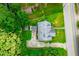 Overhead view of a property with a detached garage and a well-kept yard at 8573 Campbellton St, Douglasville, GA 30134