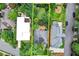 Aerial view outlines the property showcasing a peaceful backyard at 935 Cumberland Ne Rd, Atlanta, GA 30306