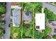 An aerial view outlines the property with a beautiful backyard at 935 Cumberland Ne Rd, Atlanta, GA 30306