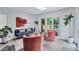 Cozy living room with skylight, modern furniture, and sliding doors to a private outdoor space at 935 Cumberland Ne Rd, Atlanta, GA 30306