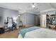 Spacious bedroom with blue accents, desk area, built-in shelves, and window seat at 2375 Hyde Park Nw Ct, Atlanta, GA 30318