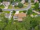 An aerial view shows a house with a large lawn and mature trees in a suburban neighborhood at 4903 Wilkie Nw Way, Acworth, GA 30102