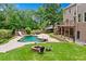 Enjoy a private backyard oasis with a pool, slide, fire pit, and spacious green lawn for outdoor entertaining at 217 Heritage Town Pkwy, Canton, GA 30115