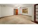 Large main bedroom with carpet, ceiling fan and doors to the bathroom at 133 Sw Patterson Rd, Lawrenceville, GA 30044
