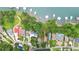 Aerial view of waterfront homes and private docks along a lush coastline at 6381 Lakeview Dr, Buford, GA 30518