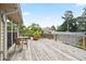Spacious wooden deck with ample seating space, surrounded by trees and sky, perfect for outdoor enjoyment and entertaining at 6381 Lakeview Dr, Buford, GA 30518