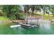Modern boat dock with covered lift on a tranquil lake at 6381 Lakeview Dr, Buford, GA 30518