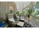 Outdoor patio with comfortable chairs, side tables, and view of lush landscape at 3978 Devonshire Dr, Marietta, GA 30066