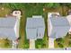 Birds eye view displaying manicured lawns, backyard decks, and paved driveways at 4130 Millbrook Ct, Suwanee, GA 30024