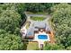 A bird's eye view of the property nestled amidst lush greenery at 2065 Innsfail Dr, Snellville, GA 30078