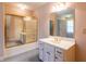 Bathroom with glass slider, vanity and sink at 115 Flagstop Run, Fayetteville, GA 30215