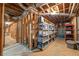 Spacious unfinished basement shows exposed ductwork and wooden framing offering room for customization at 2403 Wistful Way, Marietta, GA 30066
