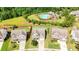 Aerial view of a home with a well-manicured lawn and neighborhood pool at 3940 Frasier Dr, Cumming, GA 30028