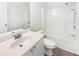 Bathroom with standup shower and sleek modern vanity and lighting, offering a clean and functional space at 4133 Rosedown Nw Ct, Kennesaw, GA 30144
