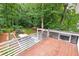Wood deck overlooking backyard features a hot tub and outdoor cooking area at 3072 Dale Ne Dr, Atlanta, GA 30305