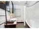 Stylish bathroom with subway tile, checkerboard floor, and modern fixtures at 3072 Dale Ne Dr, Atlanta, GA 30305