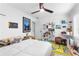 Bedroom with a ceiling fan, window, carpet, and a bed at 195 Blackberry Run, Fayetteville, GA 30214
