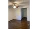 A cozy bedroom features hardwood floors and ceiling fan at 2620 Northview Ave, Decatur, GA 30032