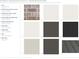 Sample board of exterior design elements: brick, siding colors, trim, and roof materials at 2641 Camphor Se Xing # 82, Smyrna, GA 30080