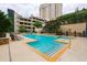 An inviting condominium swimming pool with a nearby parking structure and high-rise apartment building in the background at 3040 Peachtree Nw Rd # 1713, Atlanta, GA 30305