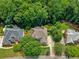 Aerial view showcases the property's serene setting among lush greenery and mature trees at 3795 Newport Bay Dr, Alpharetta, GA 30005