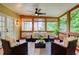 Relaxing screened-in porch area with comfortable seating, ceiling fan, and outdoor view at 3795 Newport Bay Dr, Alpharetta, GA 30005