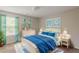 Inviting bedroom with a white bed, bright blue accents, and natural light creating a cozy and cheerful space at 440 Pinevale Ct, Atlanta, GA 30349