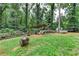 Wooded backyard with a covered area and a rustic fire pit, offering a private outdoor retreat at 3229 Richwood Dr, Duluth, GA 30096