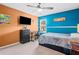 Cozy bedroom with a ceiling fan and a large window for natural light at 44 Providence Oak Ct, Lawrenceville, GA 30046