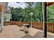 View of a wood back deck with a table and chairs overlooking a lush green yard at 5245 Cottage Farm Rd, Johns Creek, GA 30022