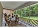 Screened porch with comfortable seating overlooking a lush wooded backyard at 595 Glenforest Rd, Sandy Springs, GA 30328