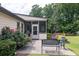 Charming patio with outdoor seating surrounded by lush landscaping and a cozy screened-in porch at 1889 Raegan Way, Lawrenceville, GA 30043