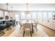 Modern dining area featuring stylish lighting, a sleek table with seating, and an open layout at 1795 Fulmont Cir, Mableton, GA 30126