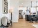 Open concept kitchen features stainless steel appliances and a stylish island with seating at 1795 Fulmont Cir, Mableton, GA 30126