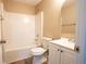 Cozy bathroom with modern vanity, shower, and tub combination at 5538 Pineridge Ct, Forest Park, GA 30297