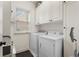 Functional laundry room with a washer, dryer, and built-in storage cabinets at 2350 Rosebrook Se Xing, Atlanta, GA 30339