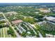 Aerial view displaying a large community surrounded by trees and commercial buildings at 11352 Musette Cir, Alpharetta, GA 30009