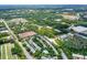 Aerial view of community with townhomes, lush greenery, and community pool at 11352 Musette Cir, Alpharetta, GA 30009
