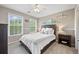Cozy bedroom with carpeted floors, two windows, and stylish decor at 11352 Musette Cir, Alpharetta, GA 30009
