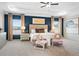 Bright bedroom featuring a decorative tray ceiling, a queen size bed and elegant matching bedside tables at 146 Silver Leaf Trce, Douglasville, GA 30134