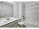 Bathroom featuring a single vanity with shower and bathtub combo at 1637 Short Shadow Ln, Snellville, GA 30078