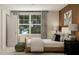 Bright bedroom with a large window offering a view of the lush greenery, complemented by elegant curtains at 1924 Logan Se Ln, Conyers, GA 30094