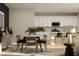 Bright dining area with white cabinets, open to the kitchen and featuring modern table setting at 1924 Logan Se Ln, Conyers, GA 30094