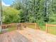 Wooden deck with railing offers a cozy space to entertain while overlooking the backyard at 4728 Garden Hills Dr, Stone Mountain, GA 30083