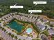 Aerial view of the community with lake, pool, playground, and proximity to parks and greenways at 1220 Roswell Manor Cir, Roswell, GA 30076