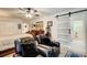 Elegant main bedroom with decorative furnishings, a ceiling fan, and a sliding barn door at 2440 Weatherford Ct, Marietta, GA 30068