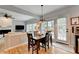 Bright dining area adjacent to the kitchen offers a wooden table and chairs and a view of the backyard at 3845 Lake Lanier Dr, Duluth, GA 30097