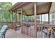 Screened-in porch with outdoor seating, offering a relaxing space for enjoying fresh air and outdoor dining at 3845 Lake Lanier Dr, Duluth, GA 30097