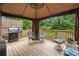 Relaxing outdoor deck with comfortable seating, a grill, and a shaded canopy at 3070 Jardin Nw Ln, Kennesaw, GA 30152